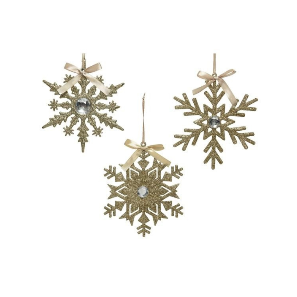 Set Copo de nieve dorado Navidad
