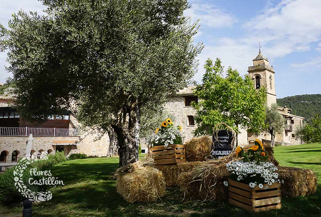 decoracion rustica de bienvenida para boda