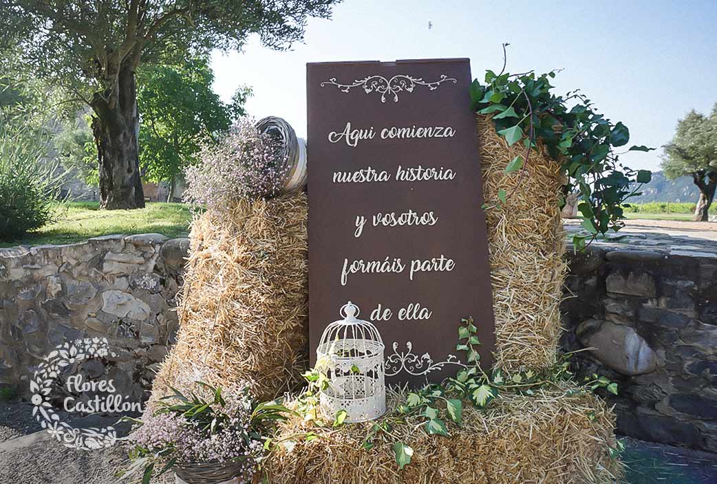 decoracion de bienvenidad boda rustica liguerre de cinca